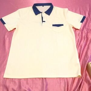 👕 Cream colored medium sized polo style shirt/no brand like new